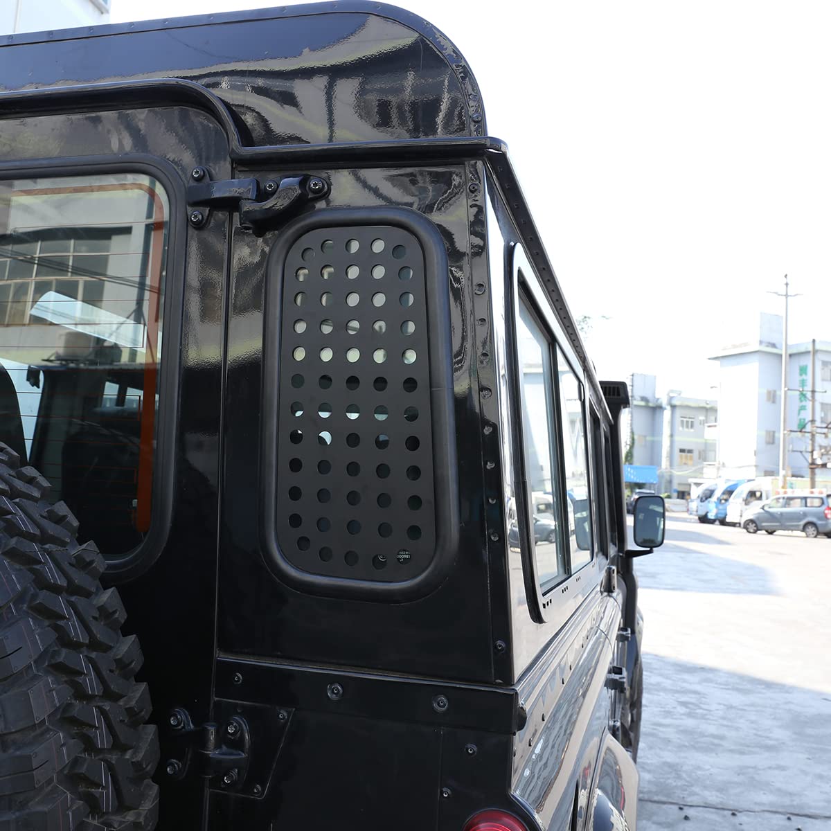 Per LR Defender 110 90 2004–2022, piastra protettiva vetri laterali, lega alluminio nero, accessori auto
