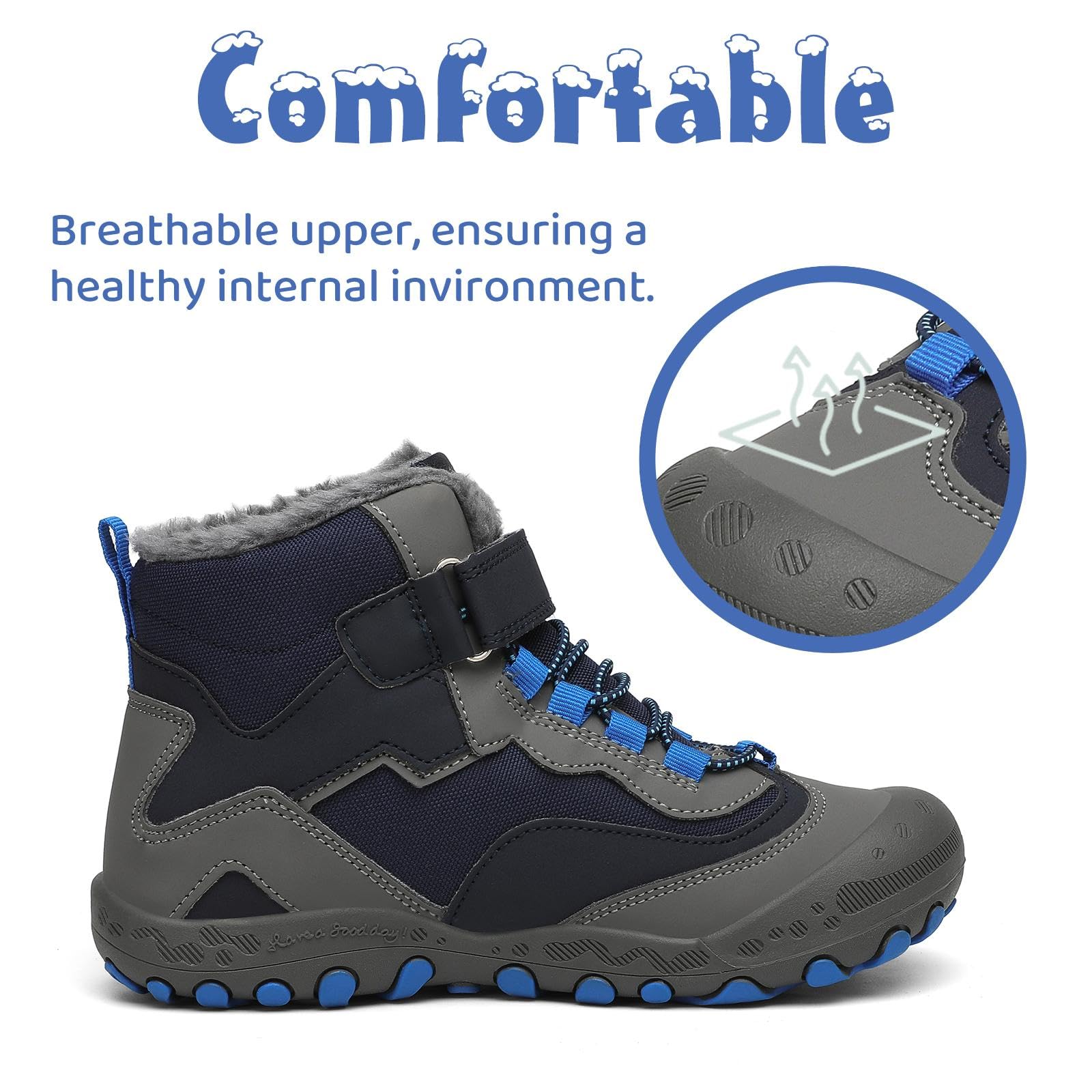 Mishansha Enfant Bottines Hiver Chaussure Garçon Fille Chaude Bottes Neige Antidérapantes Gr.24-38 EU