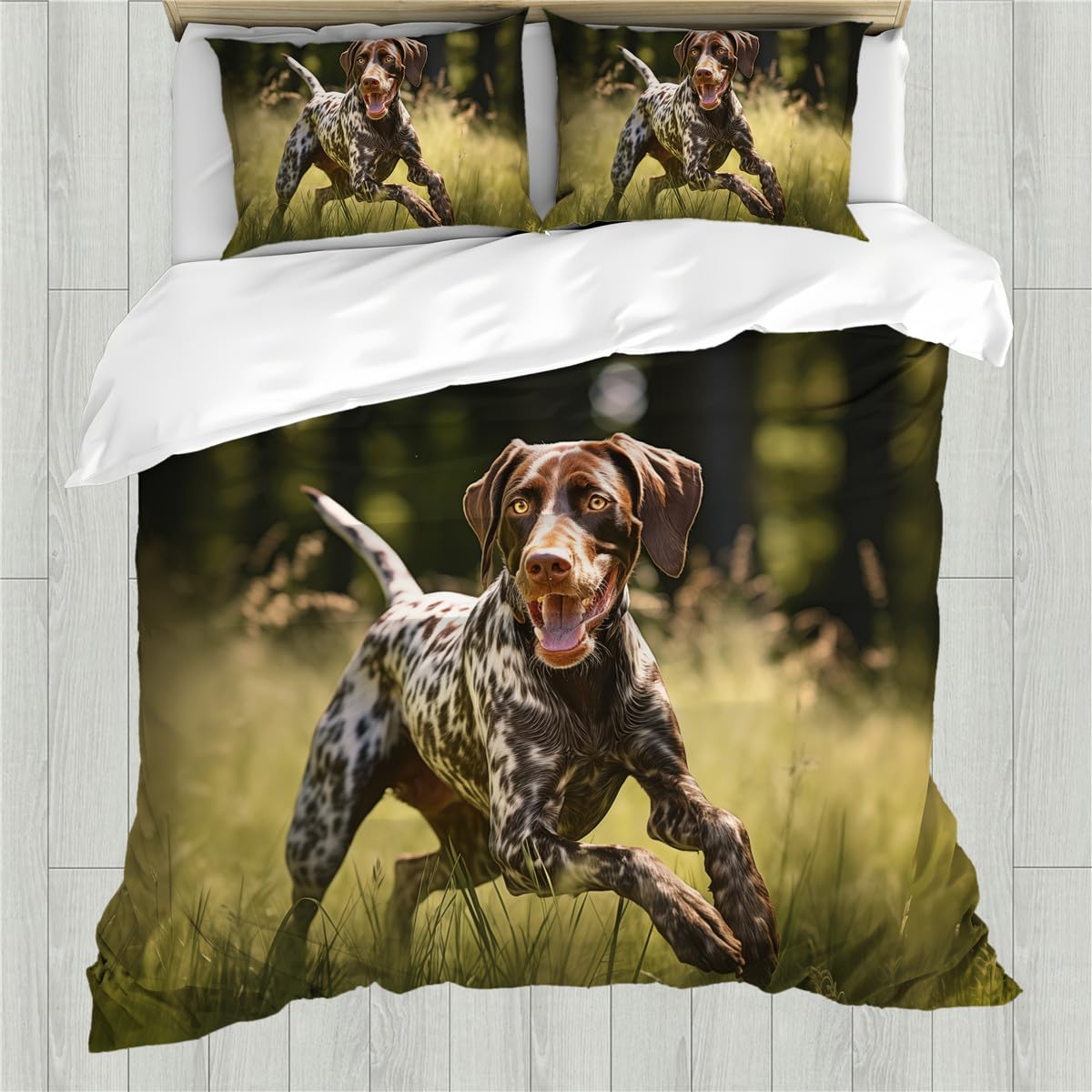 AyPoint Dog Duvet Cover Full - 3D Maimachi Dog Running on The Grass Comforter Cover, Dog Bedding Set, 1 Duvet Cover + 2 Pillow Shams (Dog,Full)