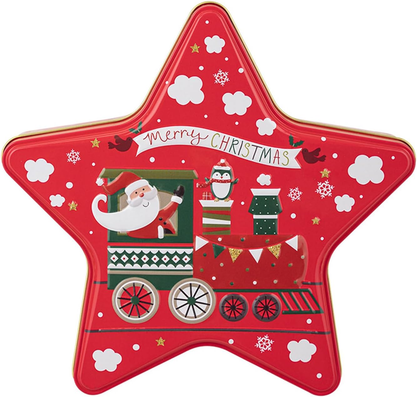 Festival Tinplate Star Storage Box Holiday Themed Star Shape Tin Candy Treats Storage for Home and Office Use Christmas Decoration image 5