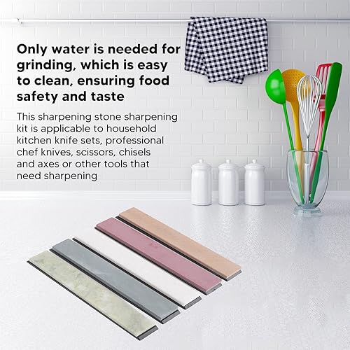 Miniatura 4 de 5 piezas de piedra afiladora de cuchillos, piedra afiladora de diamante con placa extra fina y base antideslizante, herramienta de molienda de