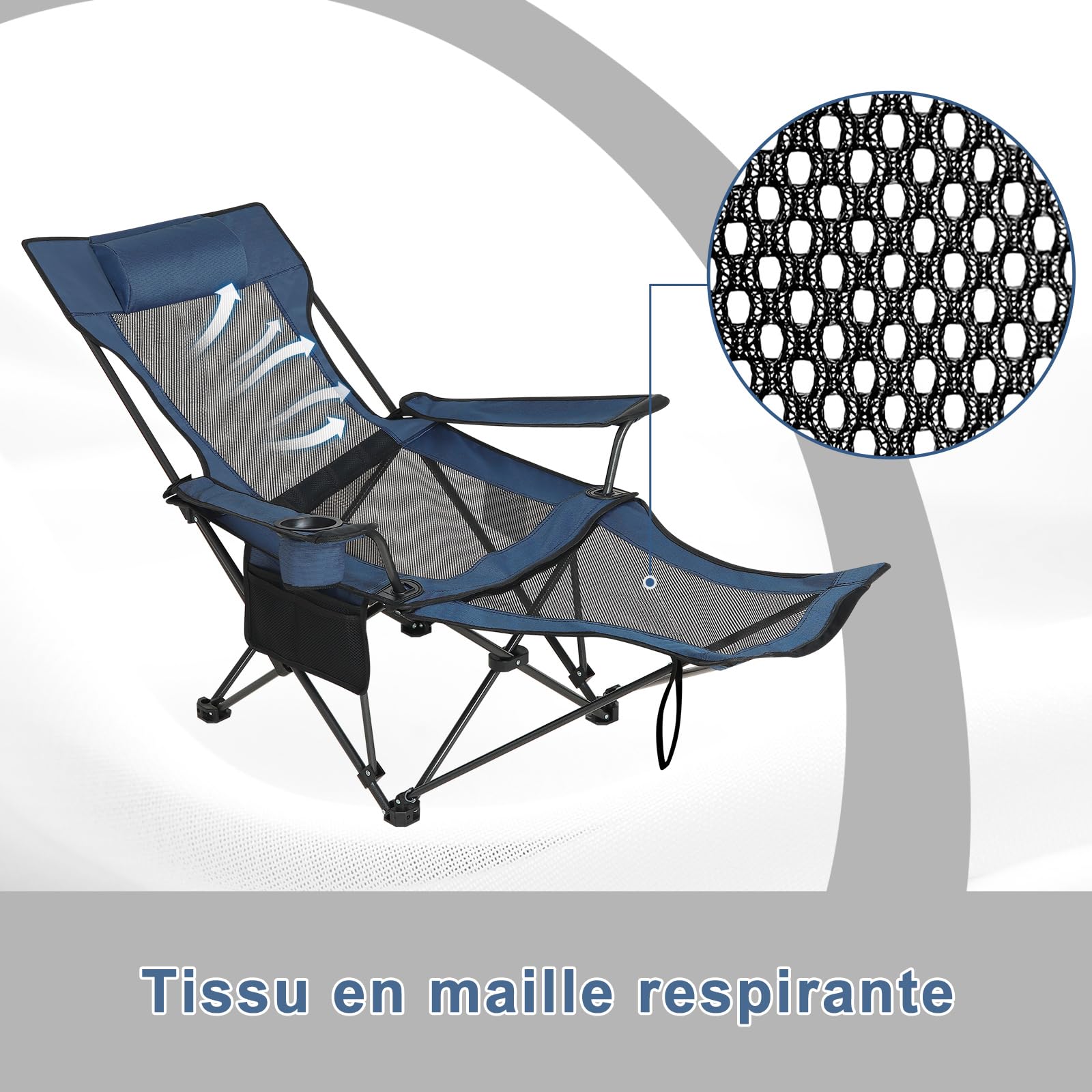 eSituro Chaise de Camping Pliante, Chaise de Pique-Nique Légère, Portable, Dossier Réglable à 2 Positions, pour Camping, Extérieur (1, Bleu)