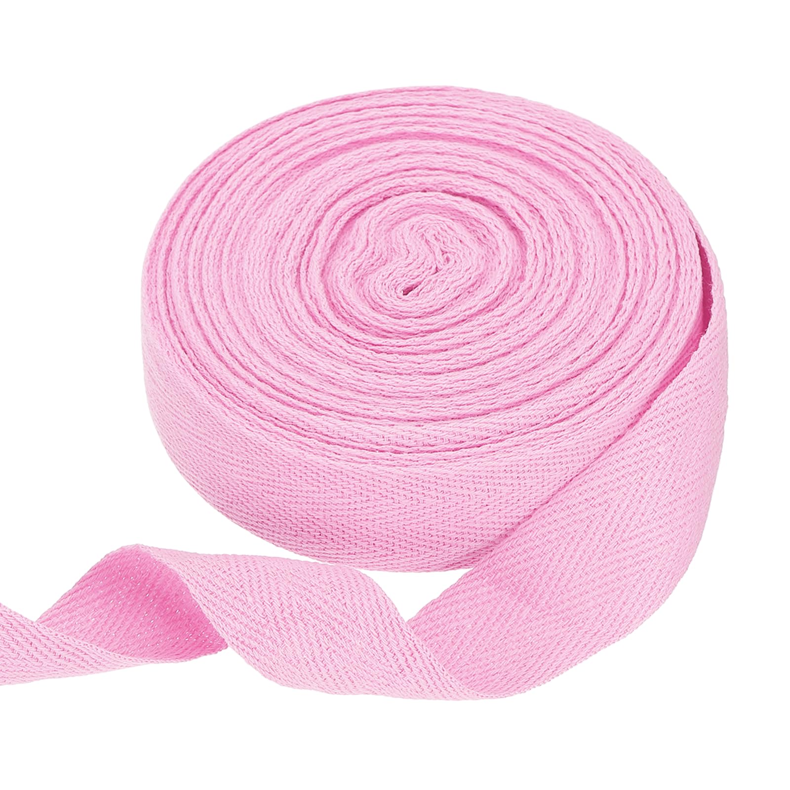 sourcing map Cotton Twill Tape Ribbon 25mm x 10 Meters Herringbone Webbing Tape Roll Bias Binding Tape for DIY Crafts Sewing Gift Wrapping, Light Pink