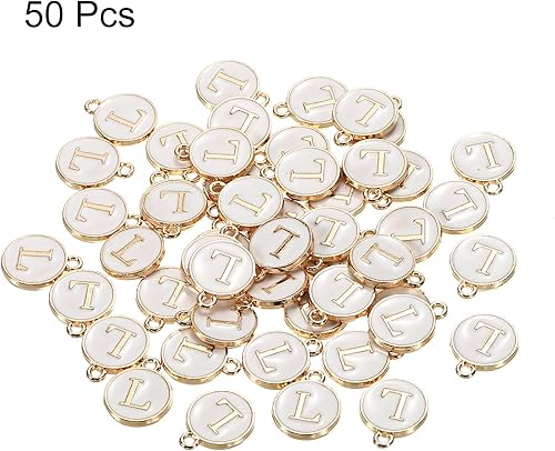 Vista 31 de MECCANIXITY Colgante de letras del alfabeto de doble cara, para collar, pulsera, aretes, joyería