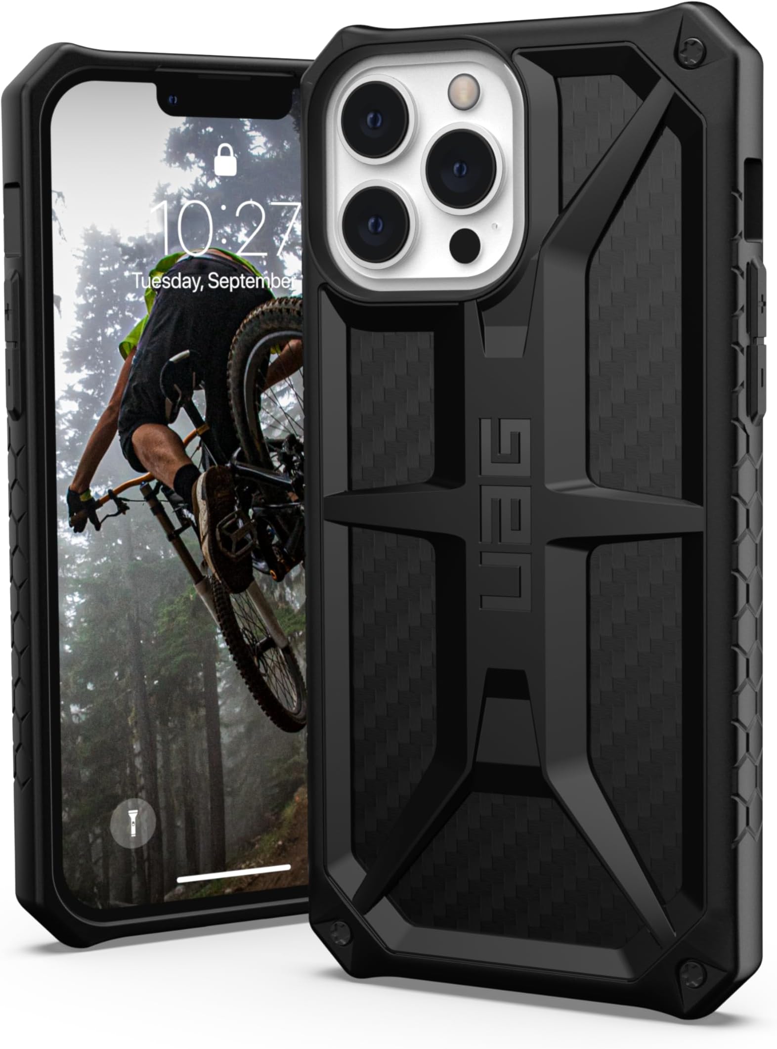 UAG Designed for iPhone 13 Pro Max Case Carbon Fiber Rugged Lightweight Slim Shockproof Premium Monarch Protective Cover, [6.7 inch Screen]