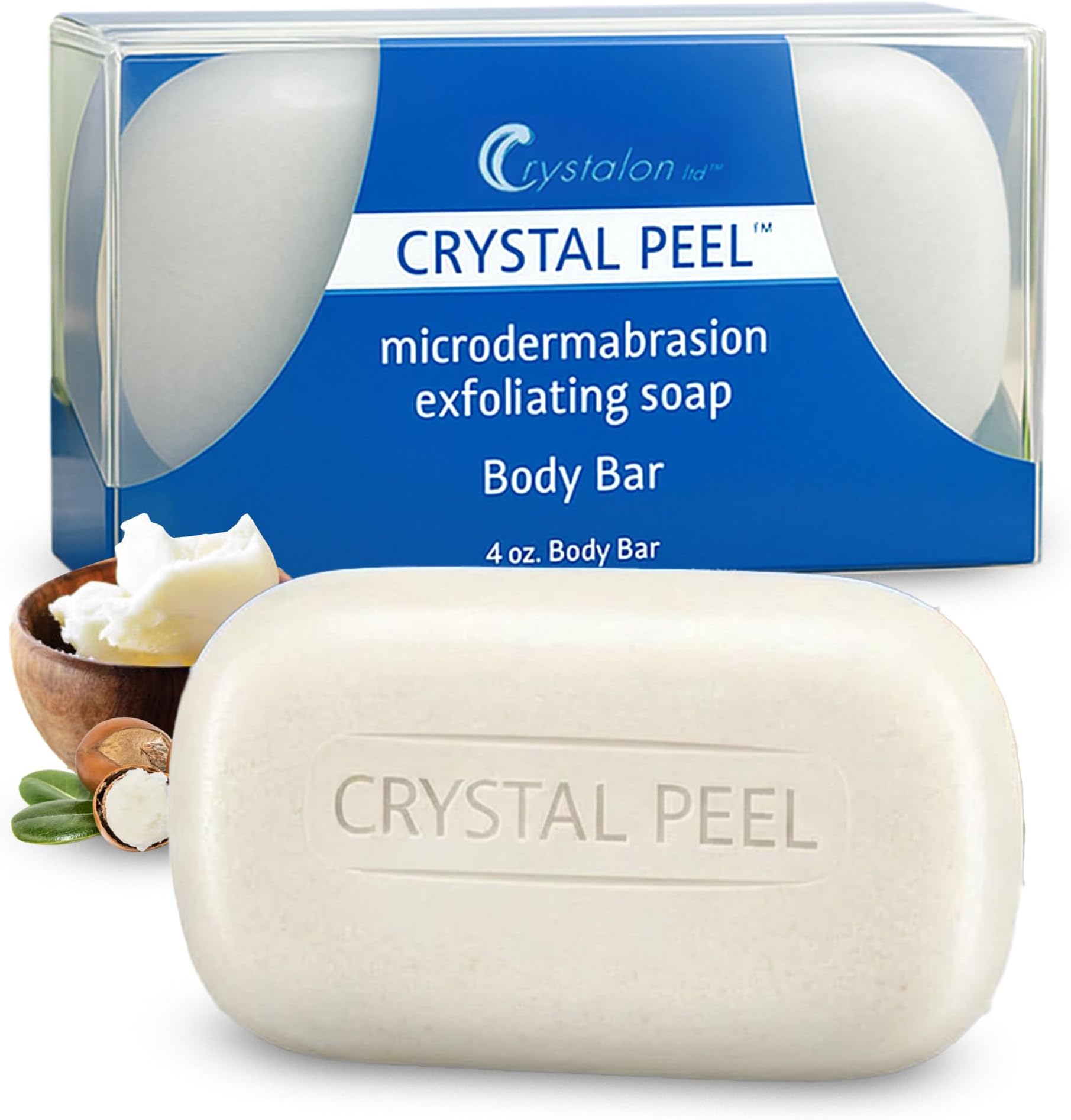 Exfoliating Bar Soap for Men & Women, Crystal Peel Luxury Microdermabrasion Hydrating & Exfoliating Body Soap Bar, Solid Magnesium Mineral Scrub for Buffing Away Dirt & Oil Smooths Skin Lemongrass 4oz
