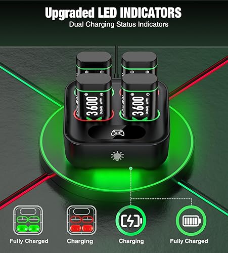 Miniatura 7 de Cargador para batería recargable Xbox One, estación de carga para controlador Xbox One, accesorios para Xbox One con 4 baterías de 1500 mAh Xbox