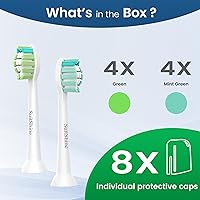 Vista 6 de Cabezales de repuesto para cepillos de dientes compatibles con Philips Sonicare y más mangos de clic, paquete de 8 unidades, color blanco