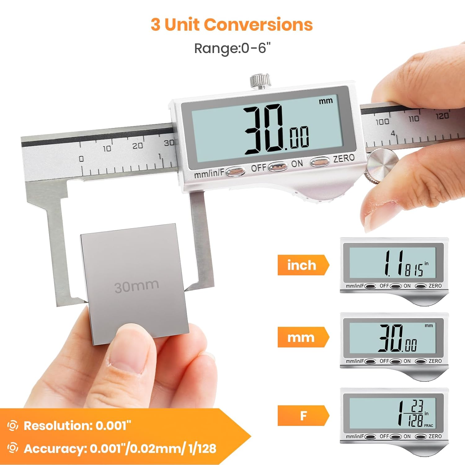 HARDELL Digital Caliper, Disc Brake Rotor Micrometer- F/MM/in, Brake Measuring Tool with Caliper, Large LCD Screen, 6" Stainless Steel Vernier Caliper for Disc Brake, Tread Depth Gauge & Storage Case