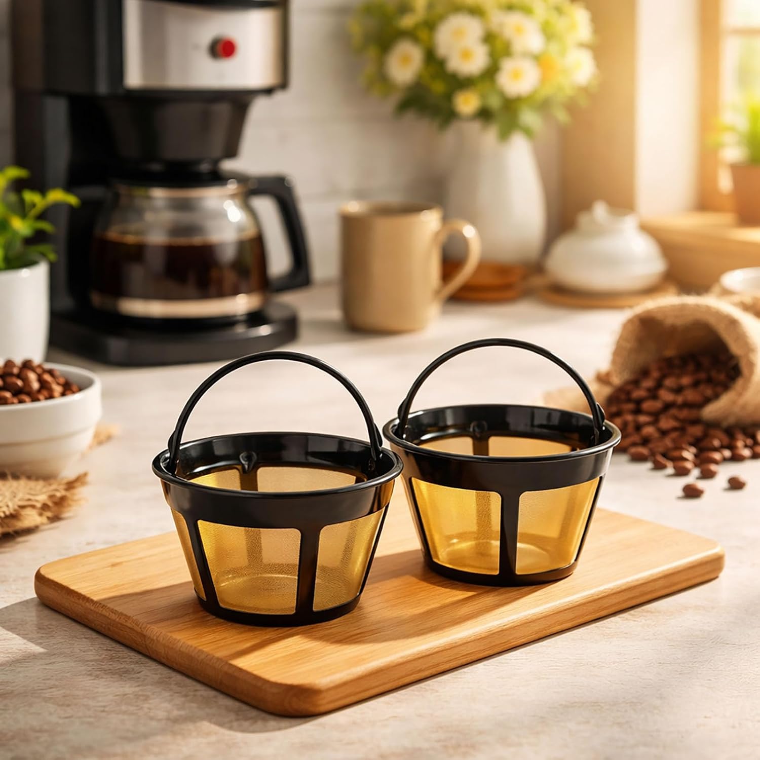 2 Pack Reusable Coffee Filter Compatible BUNN Coffee Maker Permanent filter image 2