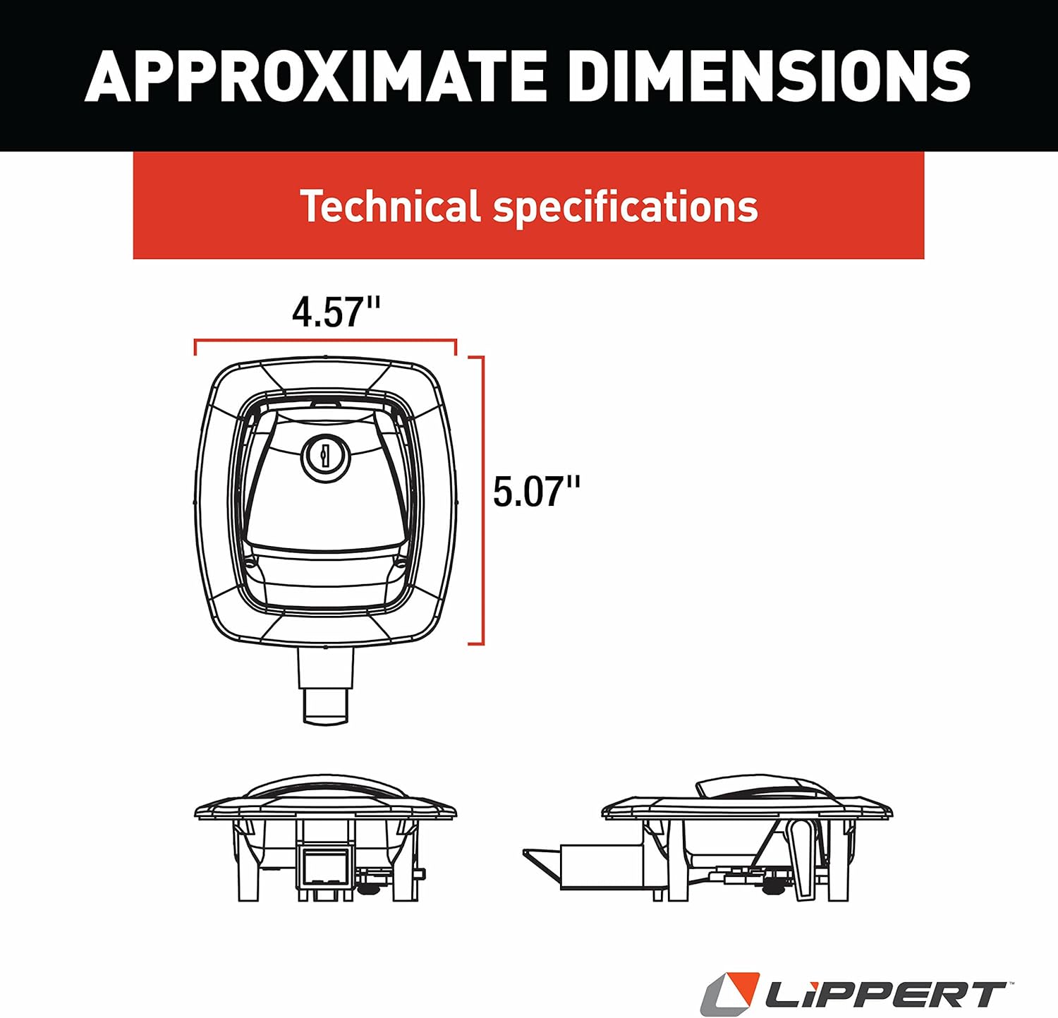 Lippert Slam Latch RV Baggage Door Handle Replacement, Black, For Storage Compartment Doors, Verify Cutout and Bolt Pattern, Handle Only, Hardware Sold Separately - 227214