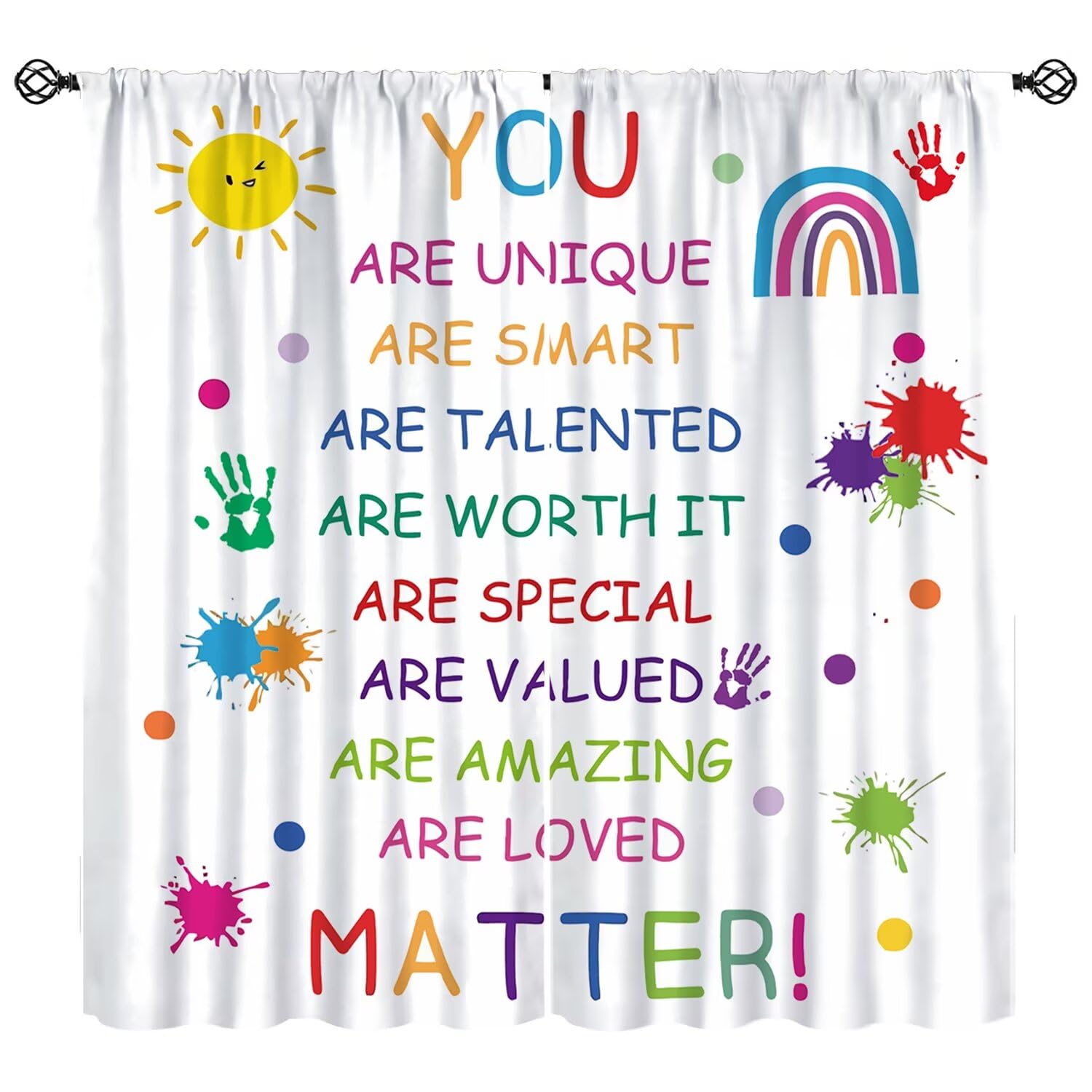 Moderw Girls Quotes Inspirational Curtains Boho Rainbow Motivational Positive Words Blackout Window Treatments Colorful Rainbow Kids Girls Boys Bedroom Living Room Drapes W55xL63in