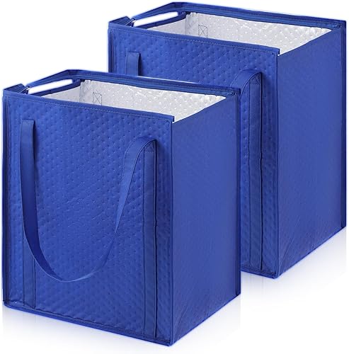 Caeuiciw 4 Pcs Insulated Grocery Bags with Zippered top Frozen Food Shopping Gro