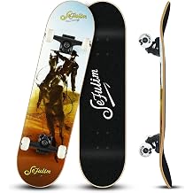 Skateboard is Suitable for Beginners Adults Teens Boys and Children 31 inch Professional Complete Skateboard, 7-Layer Canadian Maple Double-Kick concave Trick Skateboard