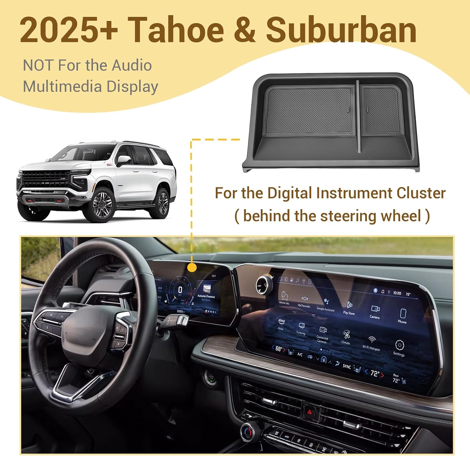 Dashboard Organizer Tray for 2025 2026 Chevy Tahoe & Suburban Accessories image 2