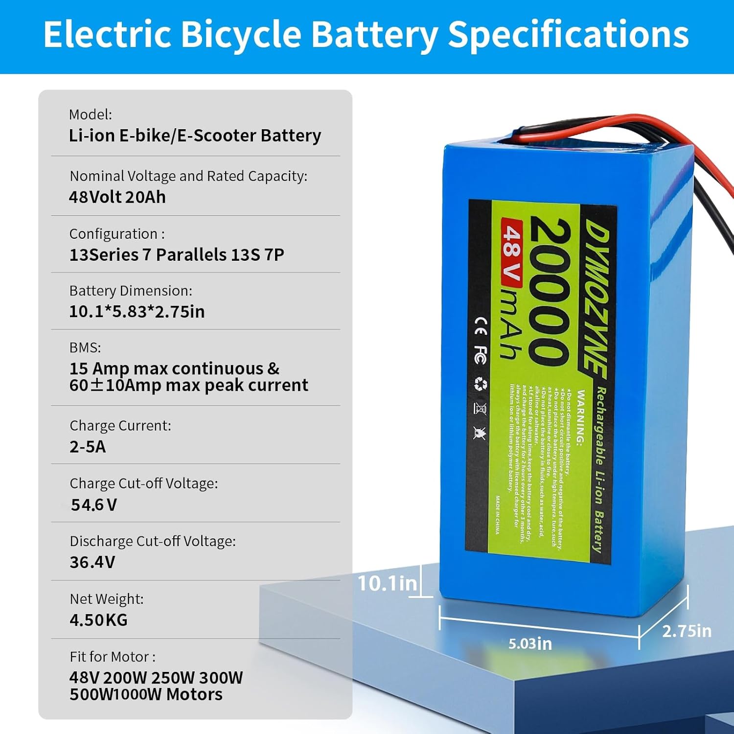 48V 12Ah 20AH Ebike Battery, Lithium Battery Pack with 30A BMS for 100W-2000W Electric Bike and Motor E-Bike, 48V Motory for DIY of Electric Bicycles