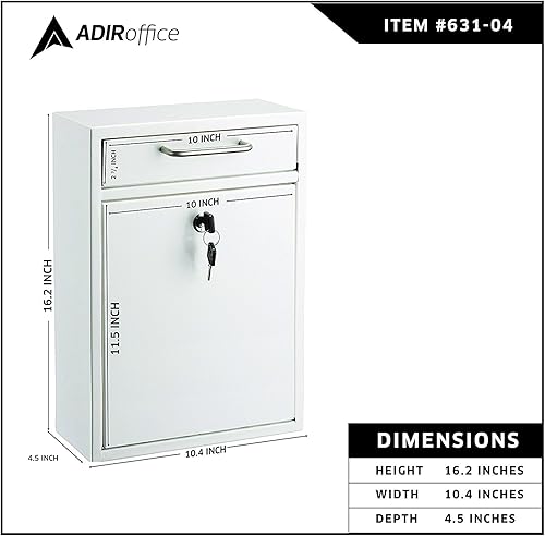 Miniatura 30 de AdirOffice contenedor con traba - Buzón de correo montado en pared., negro, 631-05-BLK