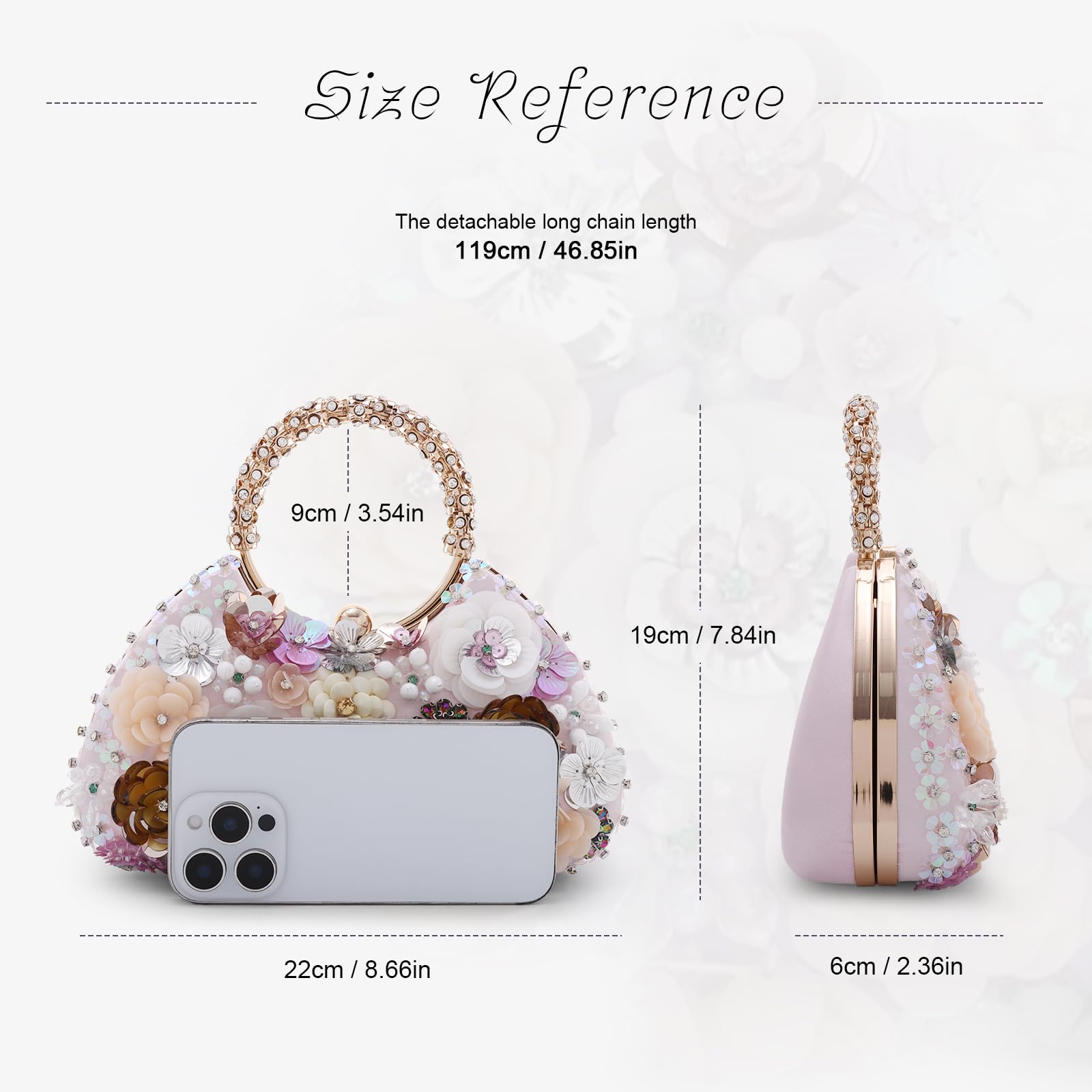Mujer Bolso con Cuentas Y Flores Noche de Embrague para Fiesta Lady Party