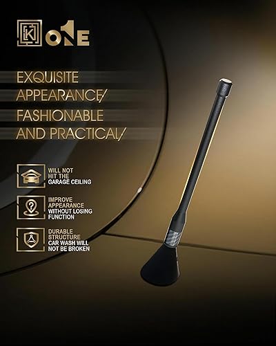 Miniatura 7 de Antena corta de fibra de carbono de repuesto KEYO1E compatible con camiones Dodge RAM 1500 1994-2024  7.9 pulgadas de goma flexible duradera