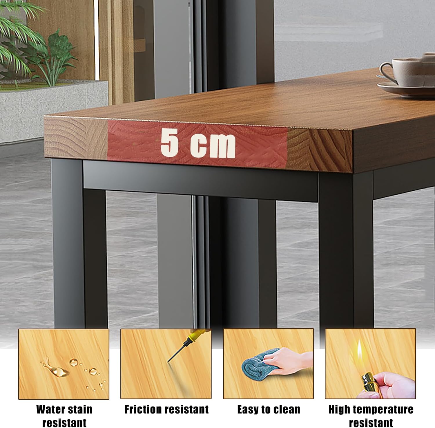 Bar Table,Farmhouse Pub Table,Industrial Bar Height Dining Table,2-in Thickness Solid Wood Top for Kitchen, Coffee Shop, Pub, Breakroom(Stool not Included)