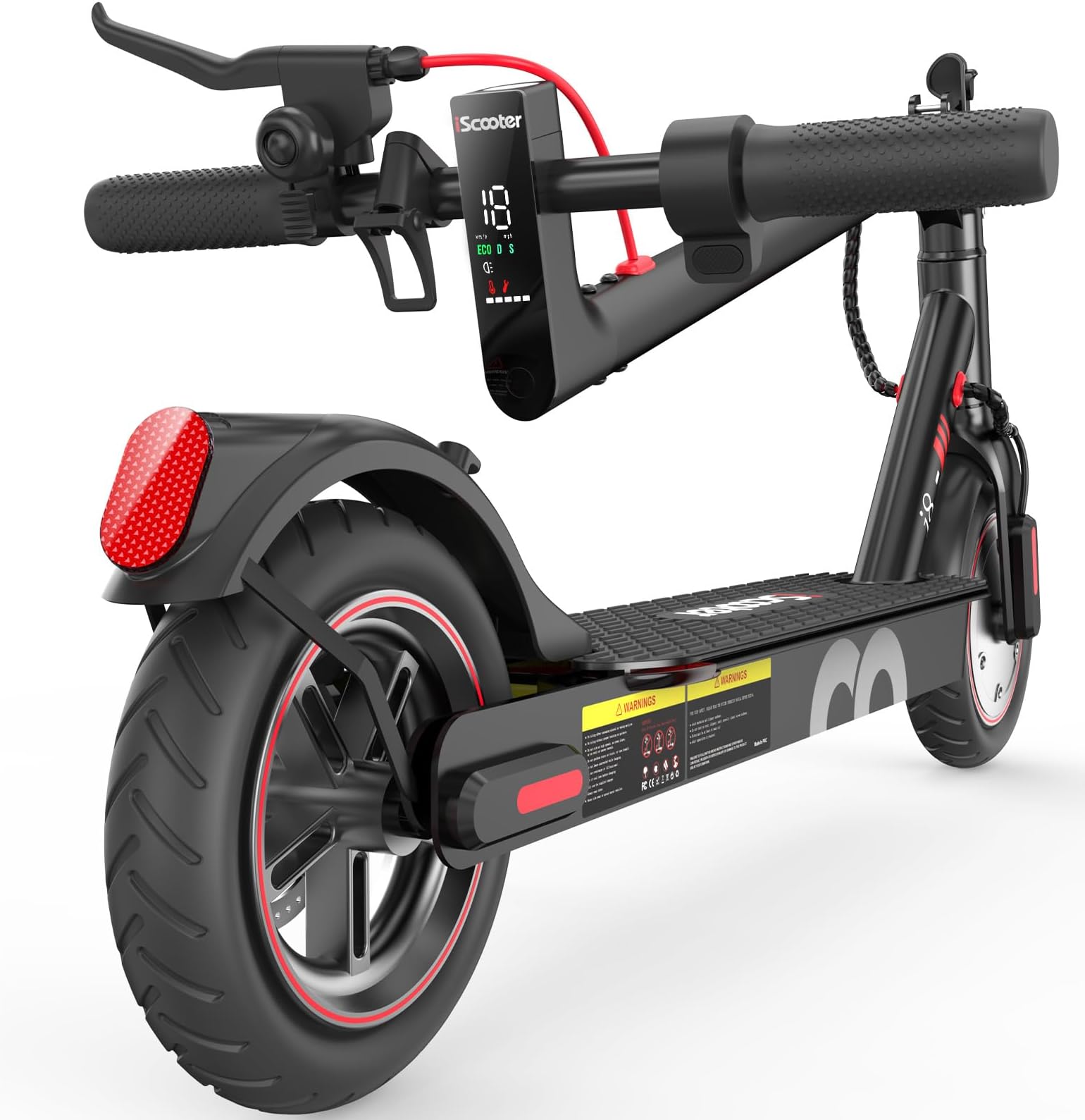 Electric Scooter, 12 Miles Range, 18 Mph Top Speed, Foldable Scooter Electric with 8.5'' Pneumatic Tire, Double Braking Systems, Escooter for Big Kids and Adults - Black