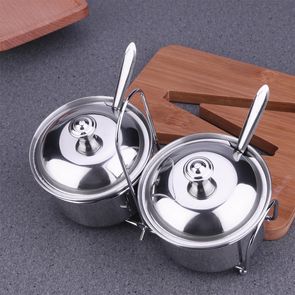 GARVALON Stainless Steel Spice Box with Lid and Removable Compartments