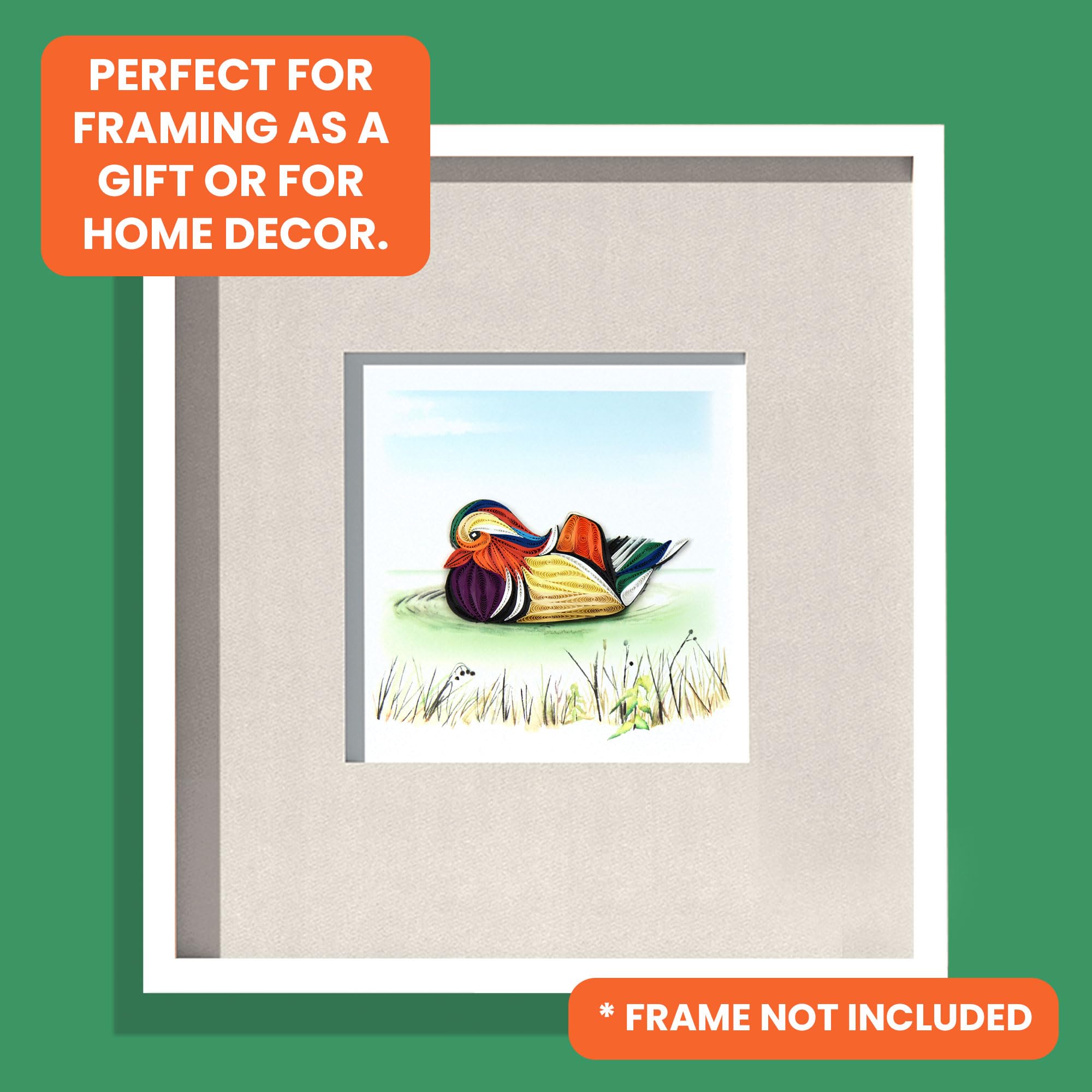 Quilling Mandarin Duck Ducky Delight! Hand-Finished Art Greeting Card Frameable Art, Suitable for Framing in a Card Frame - Image 2