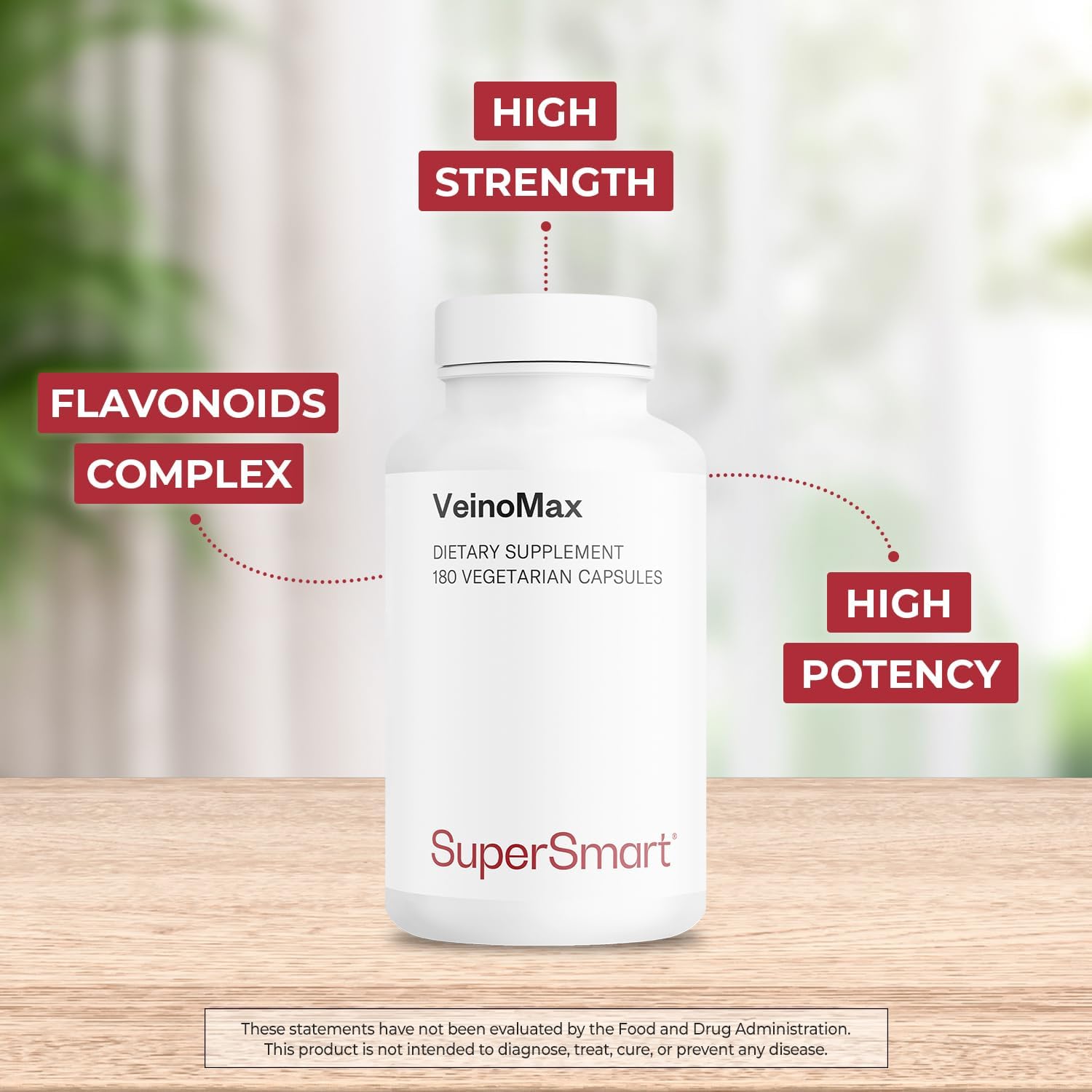 Supersmart - VeinoMax (Advanced Complex) - with Diosmin, Hesperidin, Horse Chestnut, Vitexin - Veins Supplement | Non-GMO & Gluten Free - 180 Vegetarian Capsules - Image 2