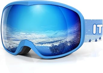 Kids Ski Goggles for Boys Girls Aged 3-14, UV400 Toddler Snowboard Goggles for Anti Fog Snow Skiing Equipment