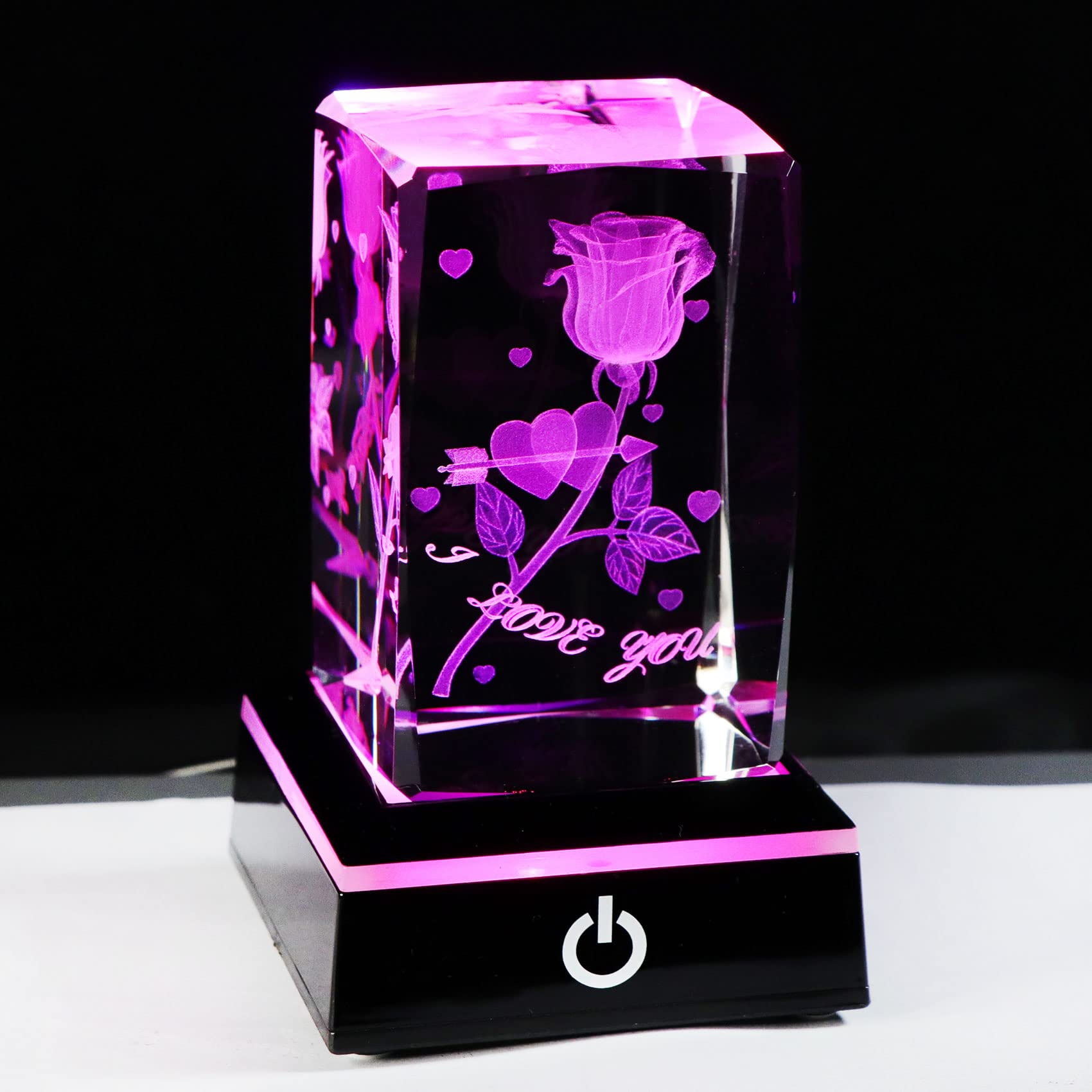 Sponsored Ad – Crystal Engraved 3D Rose with I Love You Keepsake with Led Light Base, Gift for Boyfriend or Girlfriend, Unique Valentines Romantic Gifts for Her