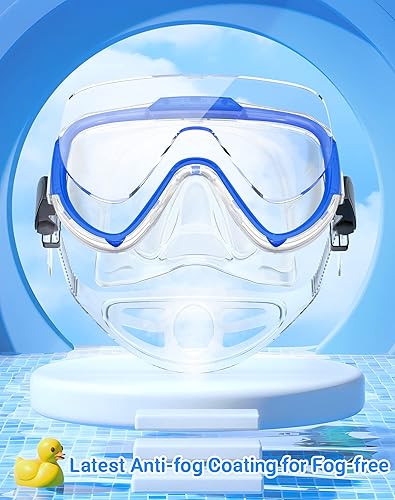 Miniatura 3 de Gafas de natación para adultos y niños, gafas de natación antivaho con cubierta para la nariz, sin fugas, máscara de buceo de esnórquel transparente