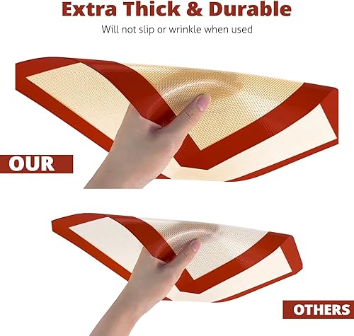 Miniatura 7 de Alfombrillas de silicona para hornear, paquete de 3 alfombrillas antiadherentes para hornear, alfombrillas de silicona para hornear, bandeja de