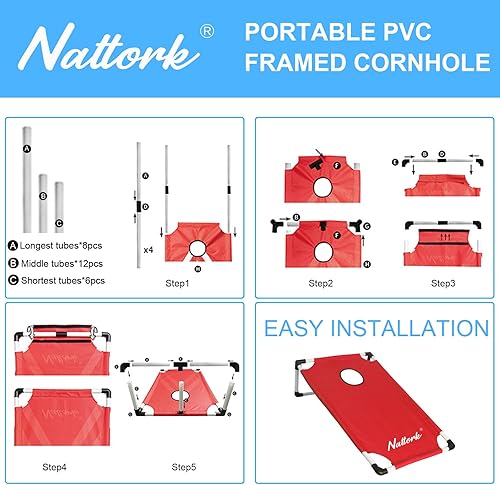 Miniatura 7 de Juego de Cornhole Portátil con 2 Tableros de Cornhole Plegables, 8 Bolsas de Frijoles de Cornhole y Estuche de Transporte para Juego de Lanzamiento