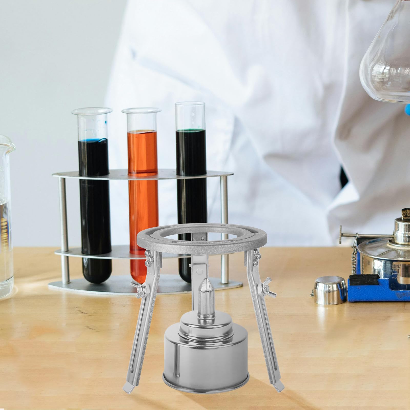 Scicalife Brûleur Bunsen de laboratoire - Réglable - Trépied de laboratoire - Trépied de laboratoire - Lampe à trois pieds - Soutien des fournitures de laboratoire - Pour les expériences de chimie