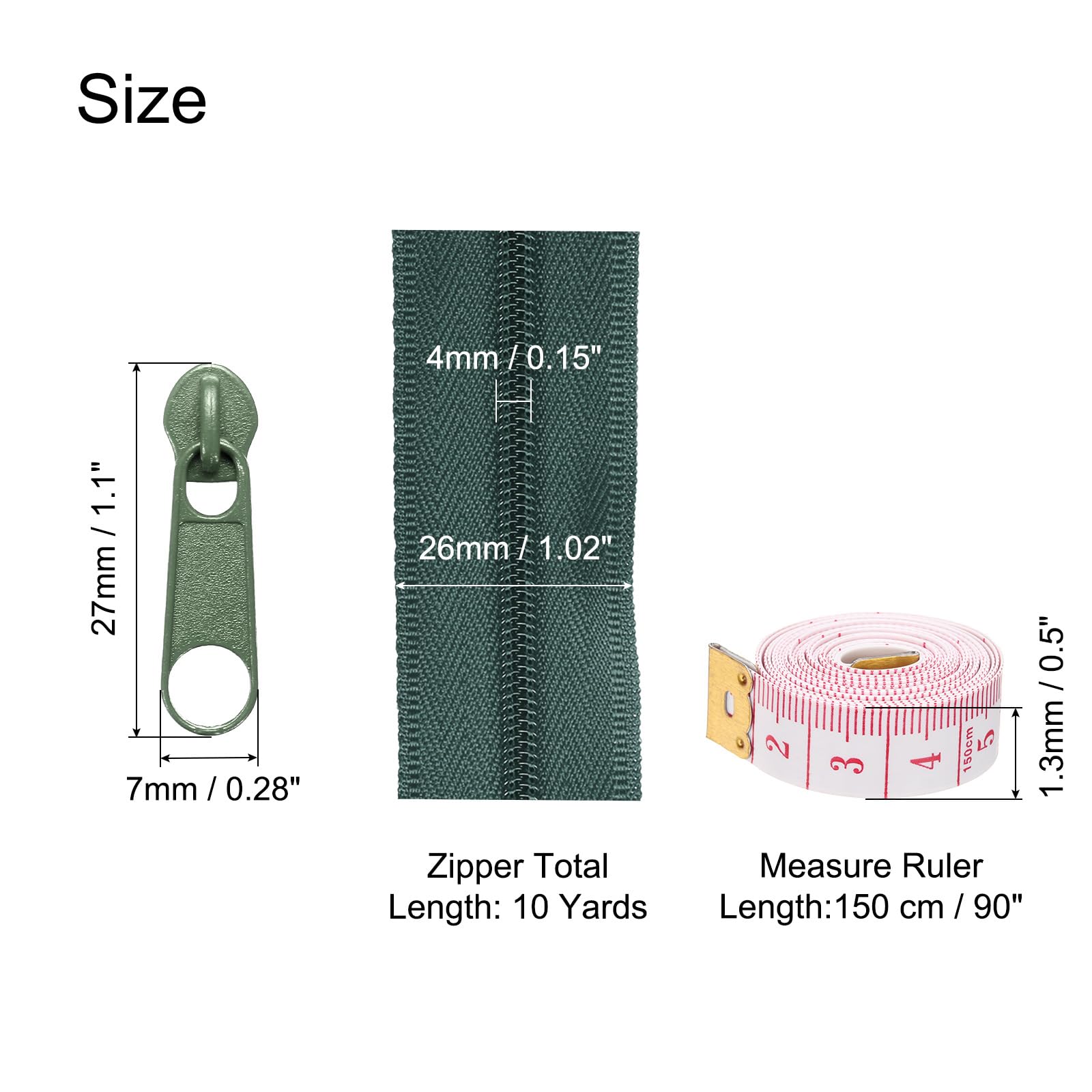 uxcell #3 10 Yards Nylon Coil Zippers - Image 2