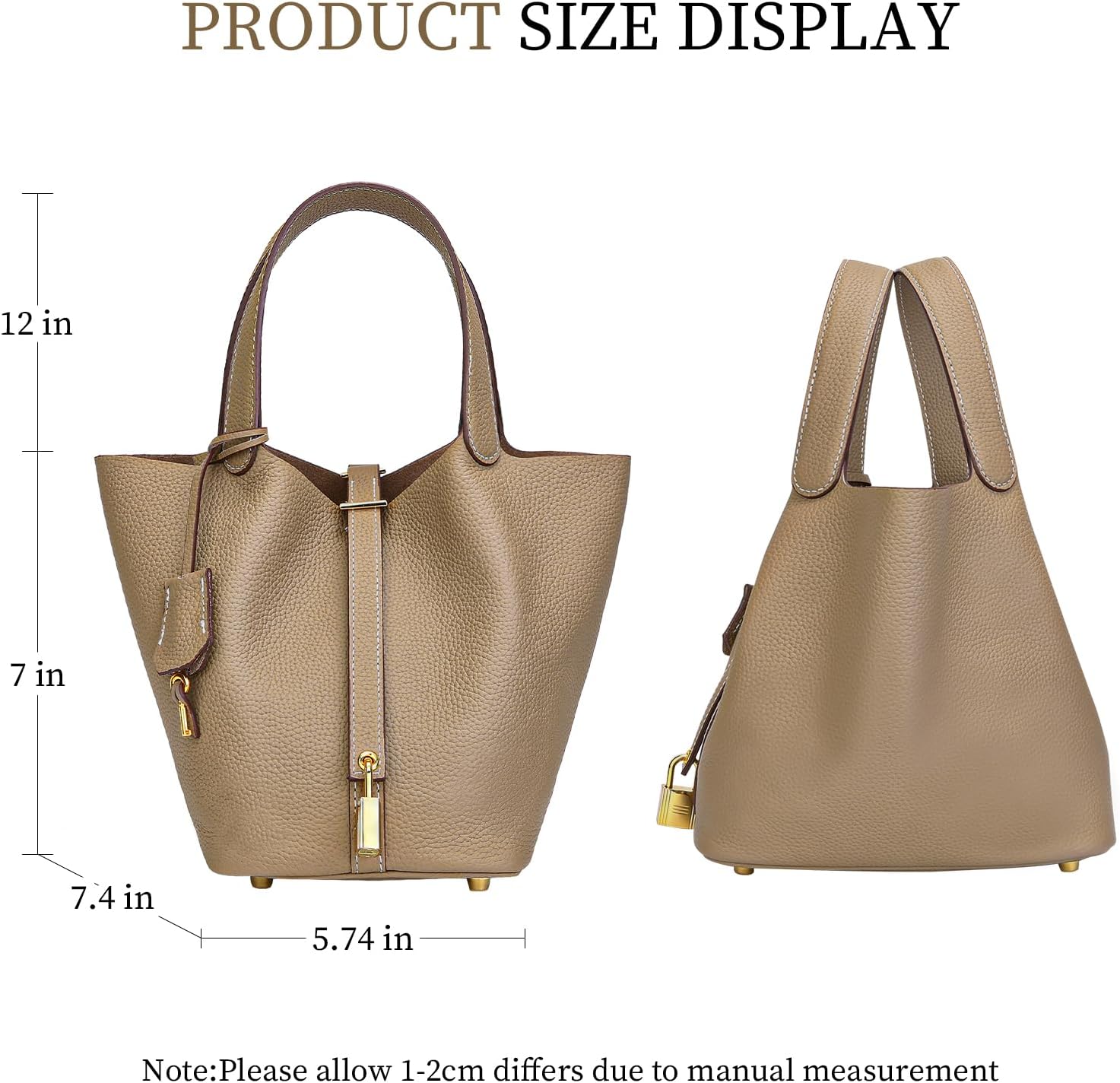 Designer Leather Bucket Bags for Women: Trendy Genuine Leather Tote Purses - Best Luxury Satchel Ladies Top-Handle Handbags for Traver & Work(Grey)