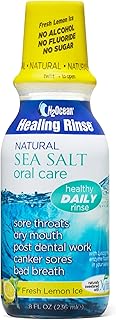 H2Ocean Healing Rinse Natural Sea Salt Oral Care - Mouth Rinse for Oral Care - Great for Piercings, Sore Throats & Gum Health - Alcohol- & Fluoride-Free Mouthwash - Lemon Ice, 8 oz
