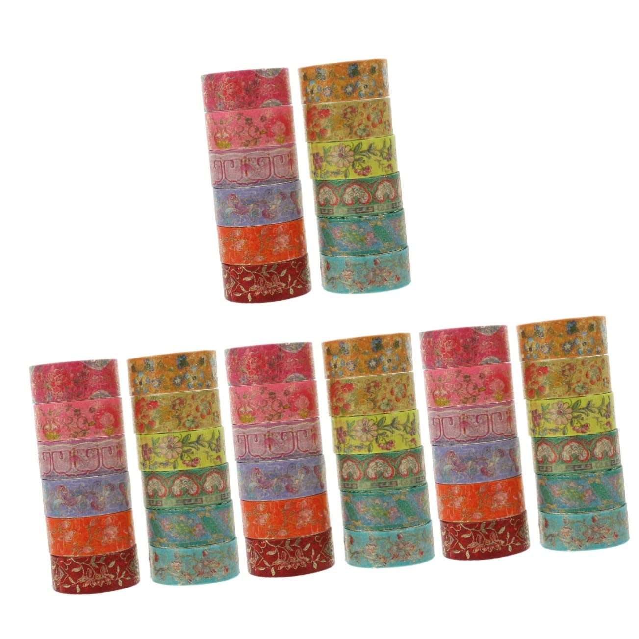 Lurrose 48 Rollos Bolsillo y Papel Etiqueta Engomada del Álbum Bricolaje Cintas Bricolaje Diario Cintas Washi Decorativas Suministros para La Fiesta Las Flores