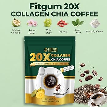 FITGUM 20X Collagen Chia 𝐂𝐨𝐟𝐟𝐞𝐞, 11 in 1 Shape