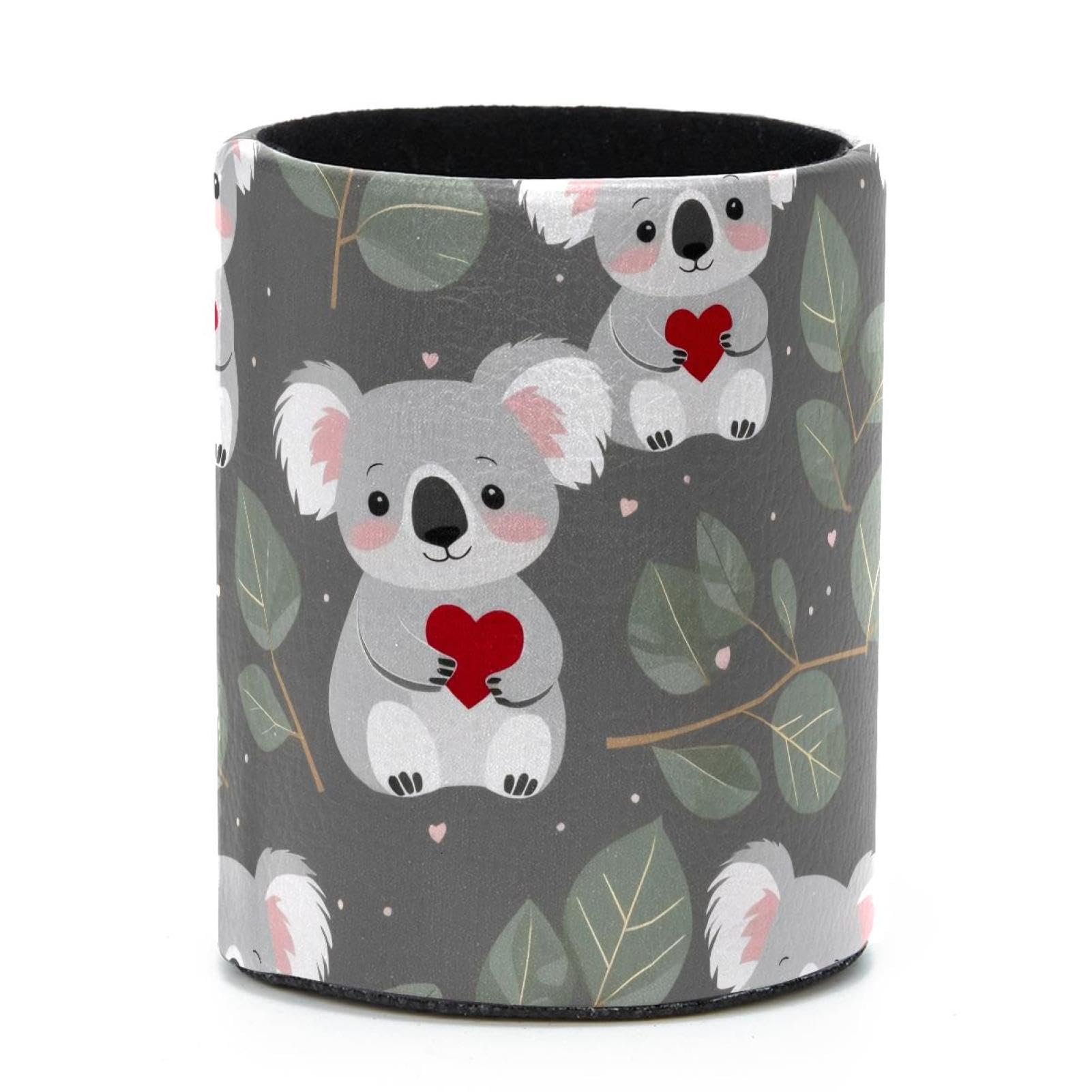 VAPOKF Round Pencil Holders for Desk, Cute Koala Pen Holders Pen Pot Makeup Brushes Storage Desktop Stationery Supplies Organiser for Home Office