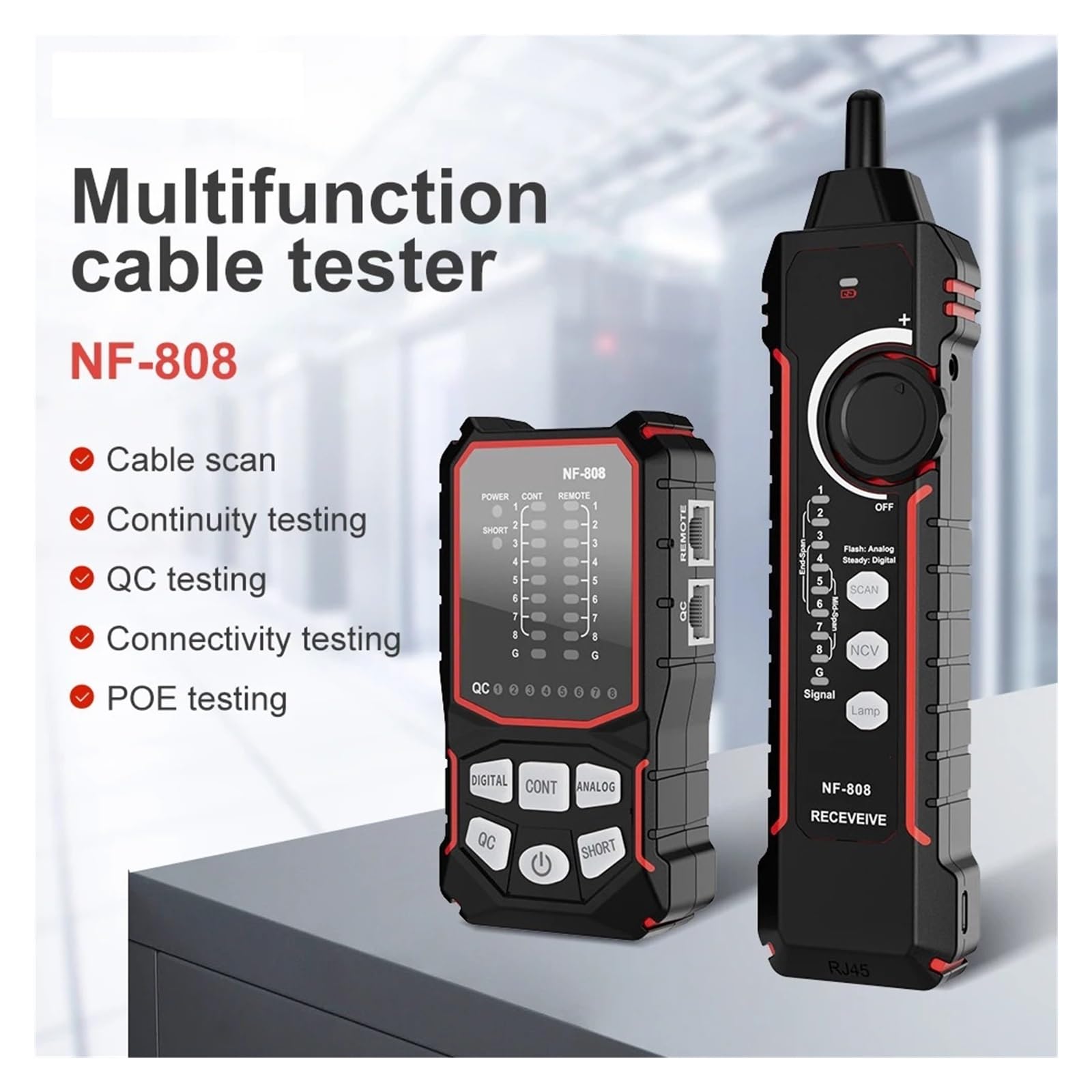 Tester per cavi di rete, Tester Per Cavi Di Rete, CAT5 CAT6, Localizzatore Con Display LCD, PoE, Strumenti, Supporto Test Continuità, Rilevatore,per cavo di rete