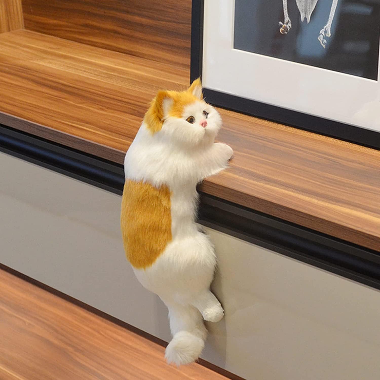 Hanging Simulation Cat with Music | Realistic Plush Cat Toy for Car Dashboard, Shelf & Home Decor | Soft Cute Climbing Kitty Doll with Sound Effect for Children-image-26