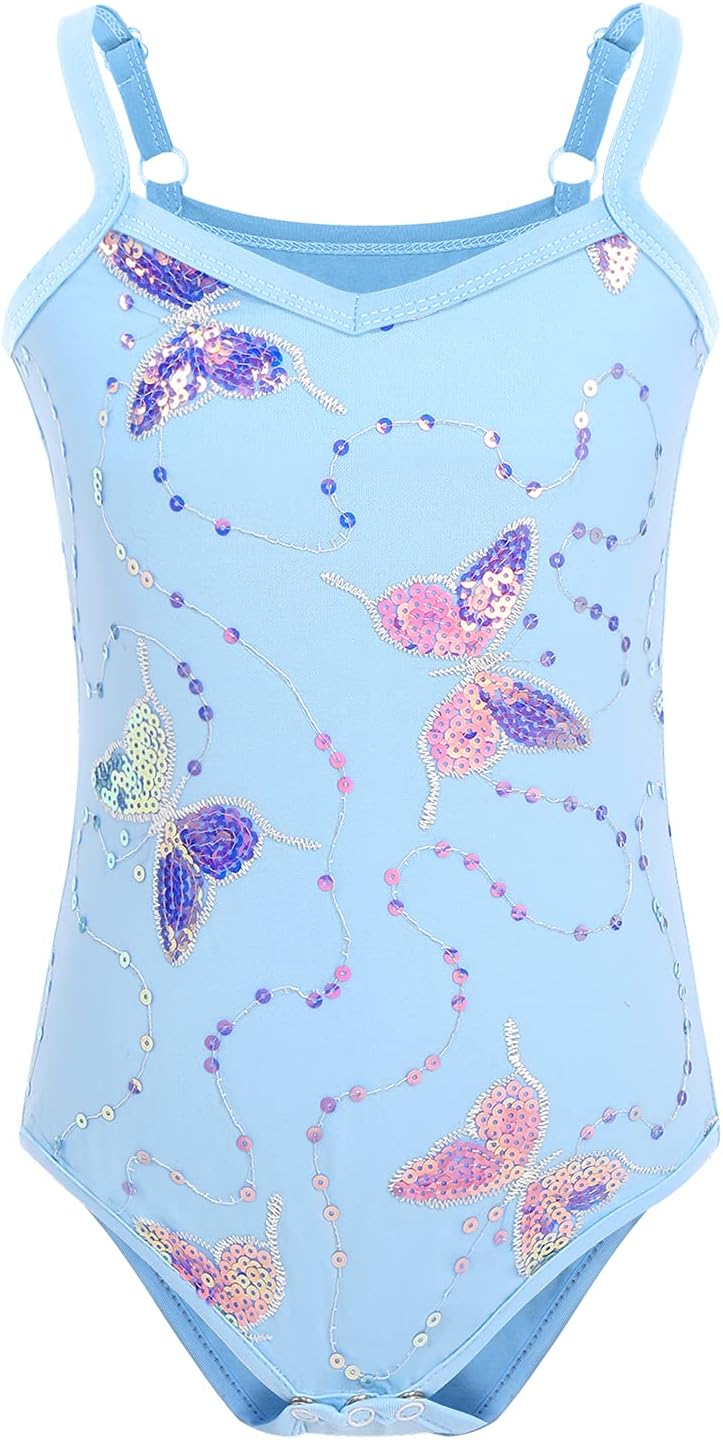 ODASDO Ballet Leotard with Tutu Skirt for Girls Dance Gymnastics Camisole Bodysuit Sparkly Butterfly Training Outfit - Image 3