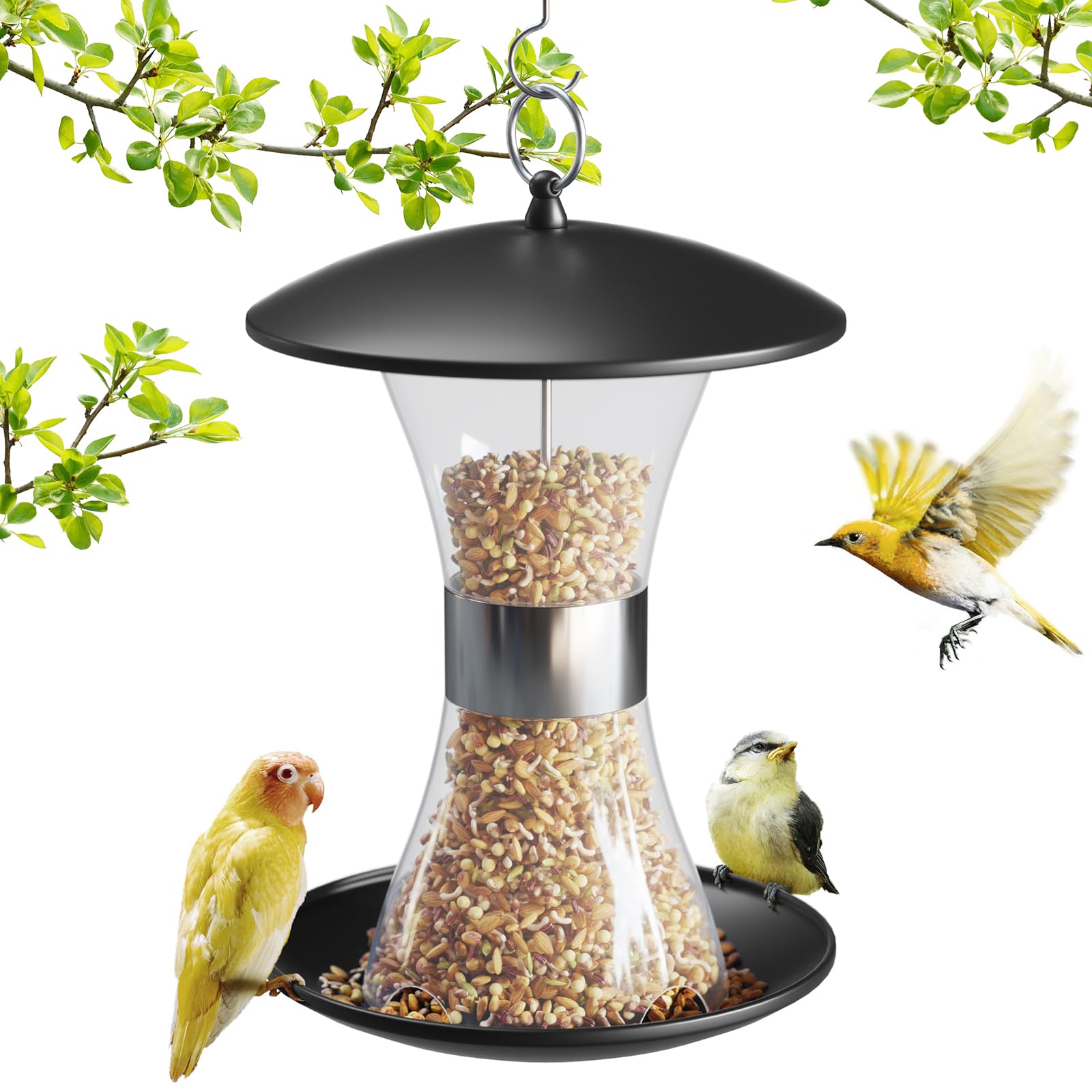 Auslar Bird Feeder, Bird Feeder for Outdoors Hanging with 3LB Capacity, Wild Bird Feeders for Outside and Garden Decoration Yard for Bird Watchers