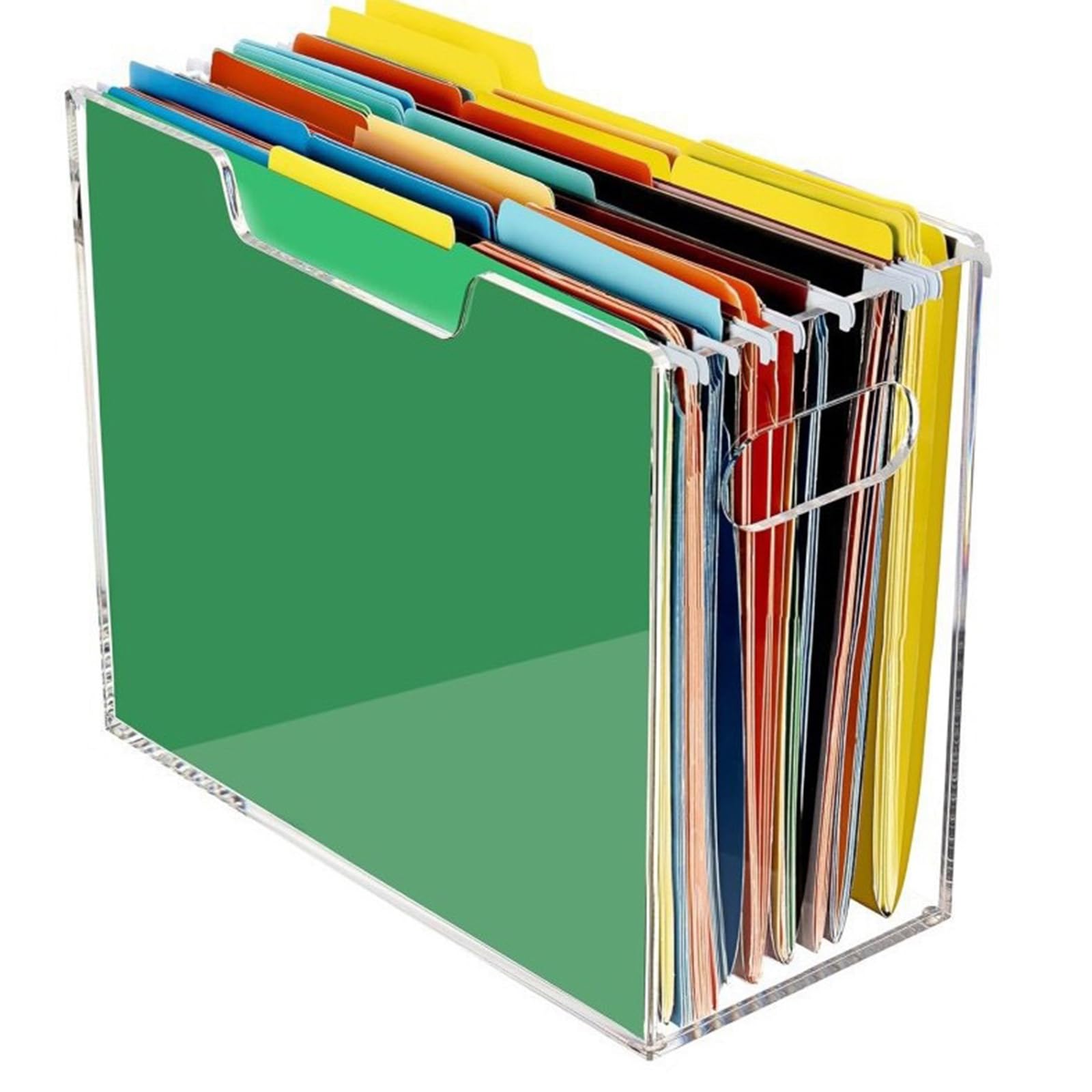 Hsioluted Shatterproof Cler Acrylic File Sorting Box Stackable Desktop Folder Organiser Storage Case for Document Categorization Clear Folder