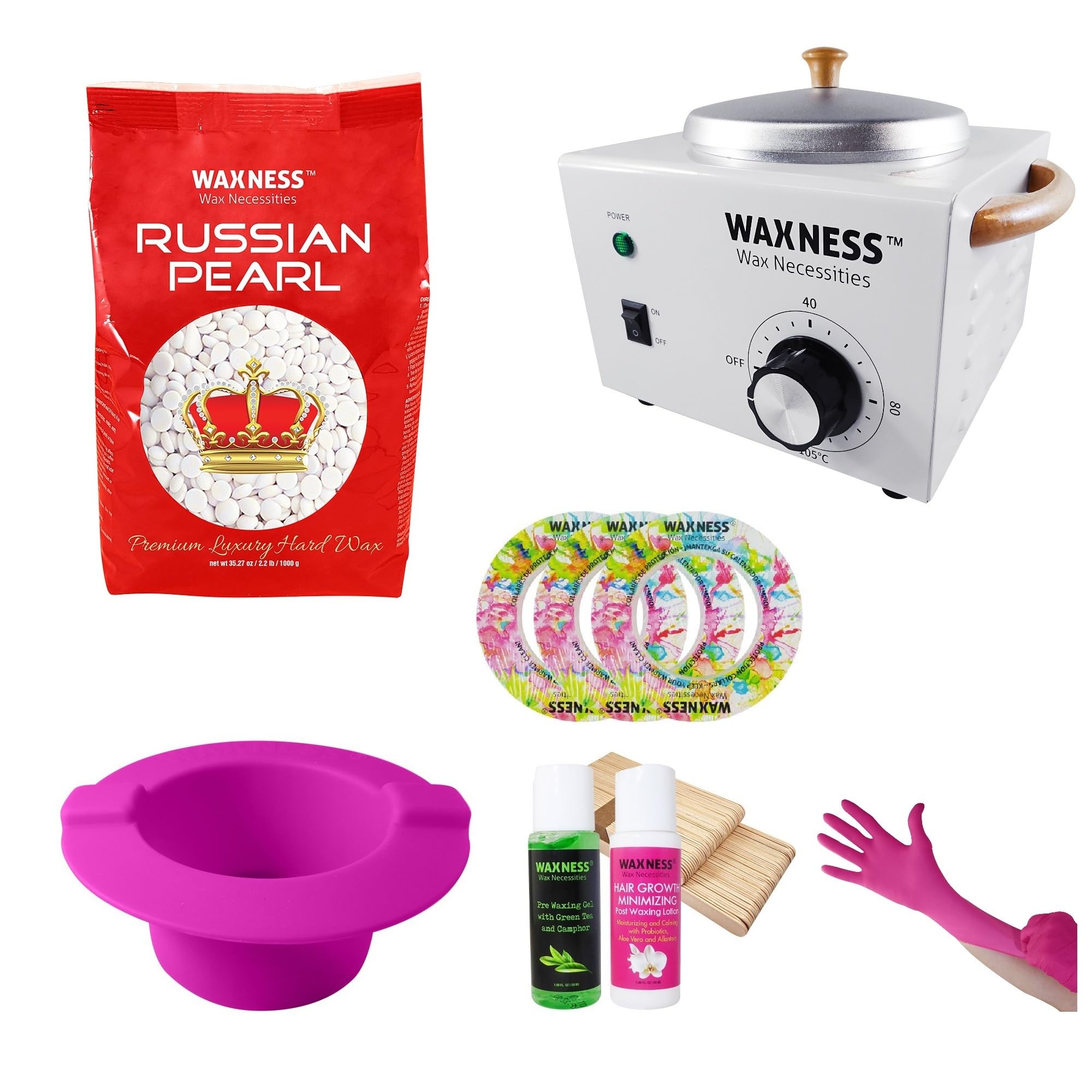Waxness Russian Pearl 2.2 LB Kit with Heater WN-5001L Luxury Edition