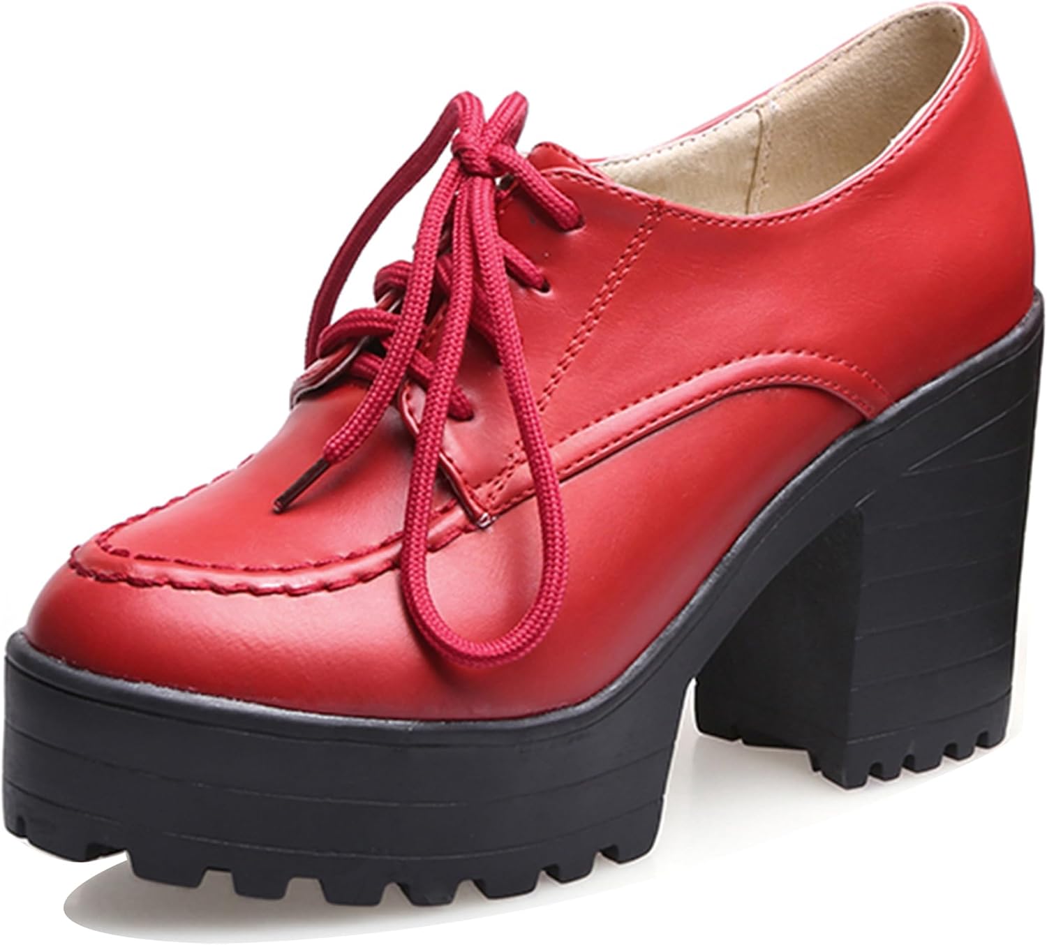 Platform Oxford Women Chunky Heel Lace Up Derby