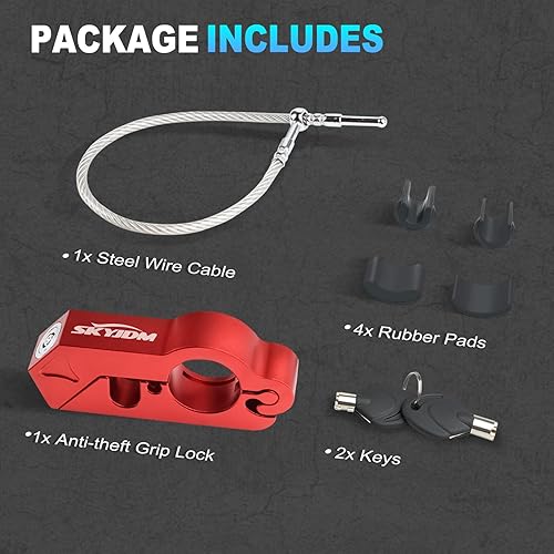 Vista 7 de Combo de bloqueo de motocicleta - Casco y agarre antirrobo para todas las motocicletas, bicicletas, cuatrimotos, scooters con diámetros de manillar