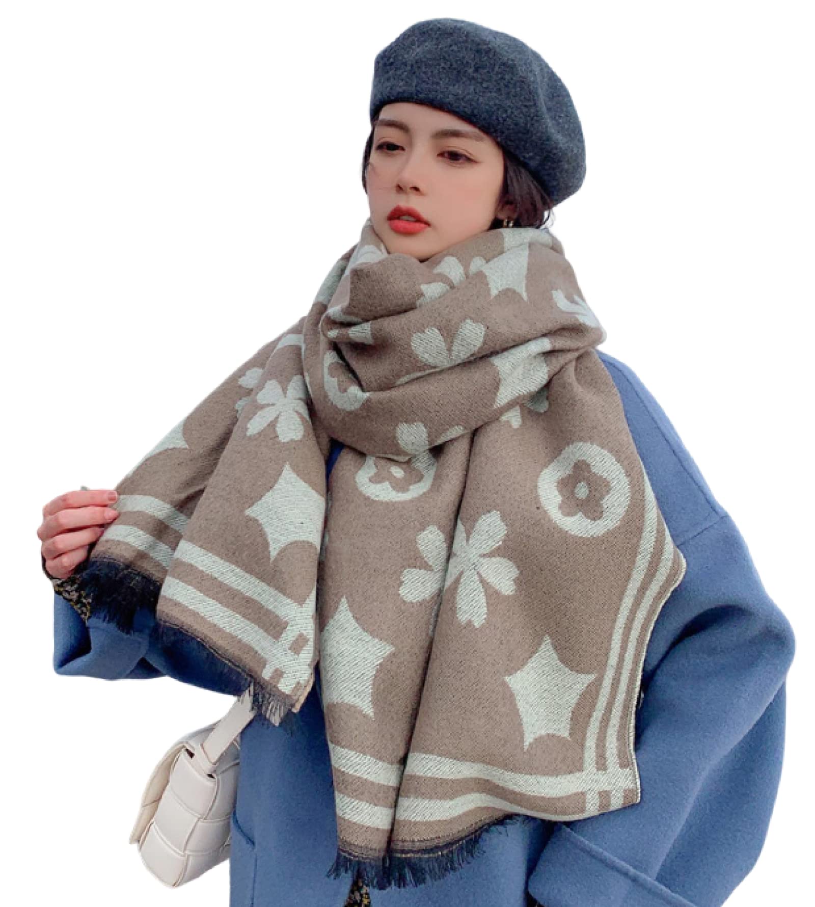 THOANBY Vintage Streifen Schal - Weicher Halstuch Mit Wurstmuster Design