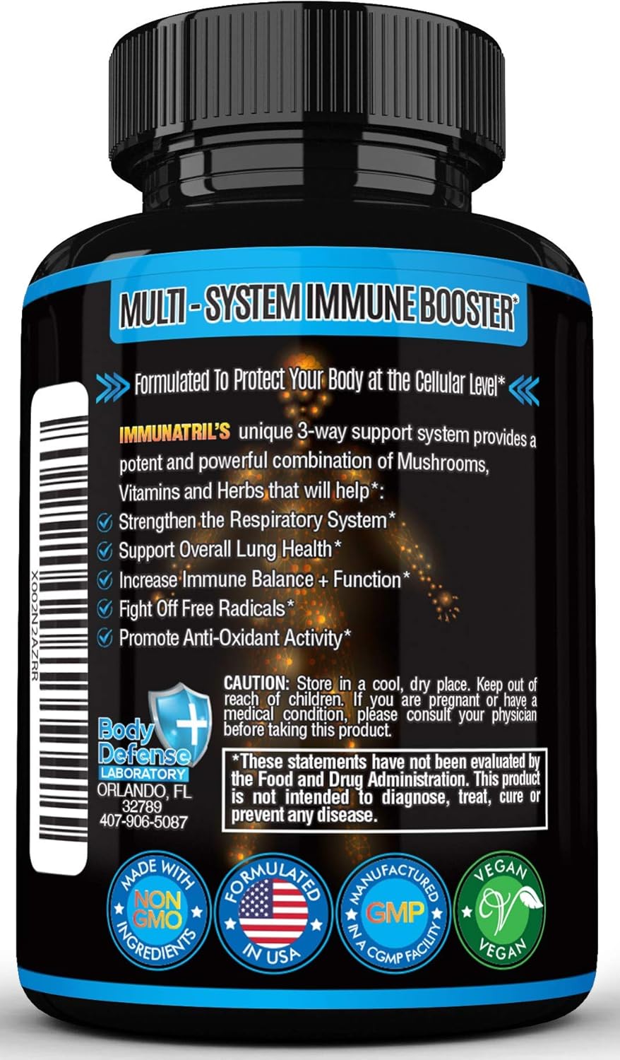 Immunatril (3 Bottles - 270 Veg Caps) - 16-in-1 Rapid Immune Support, with Organic Mushrooms, Elderberry, Echinacea, Goldenseal, Vitamins & Zinc